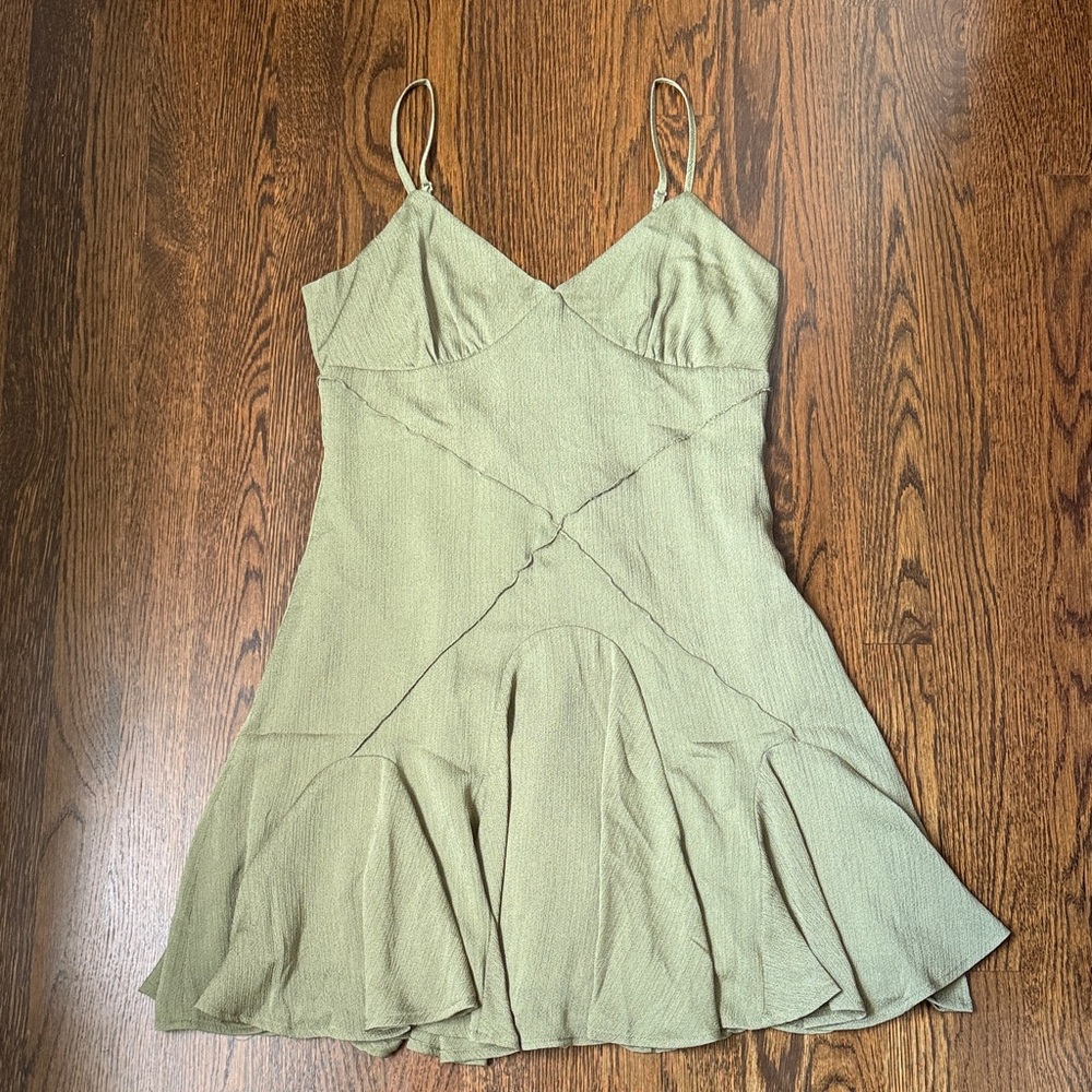 Sage Olive Mini Dress with Spaghetti Straps